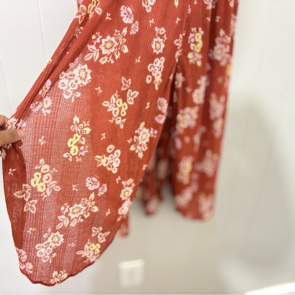 Free People “Kitty” Maxi Tube Top Tunic Dress  Orange /Brown  Boho Size XL - Picture 3 of 13